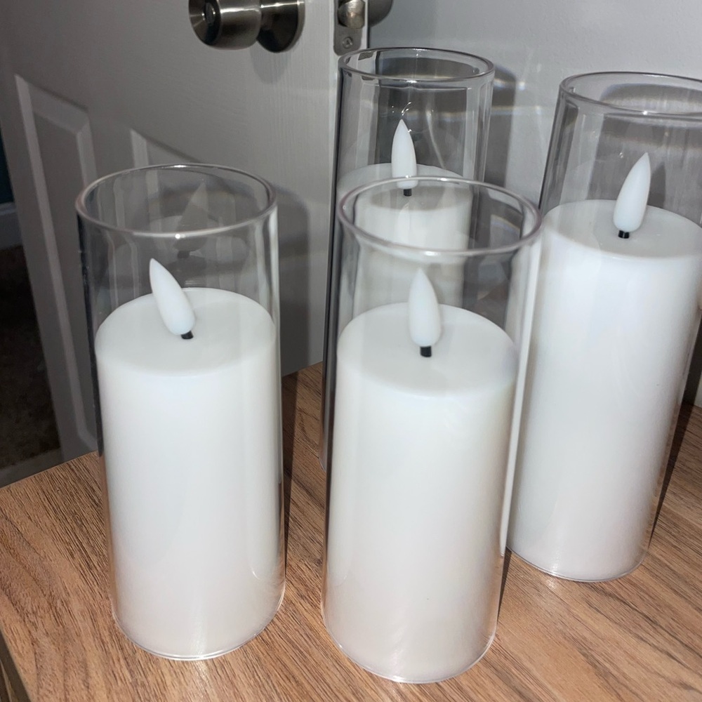 Elegant White LED Flameless Candles Set of four